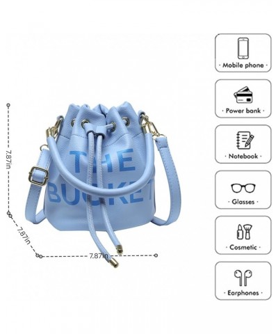 The Tote Bag for Women - PU Leather Crossbody Bucket Bag, Drawstring Handbag, Trendy Shoulder Bag for Everyday Style Sky Blue...