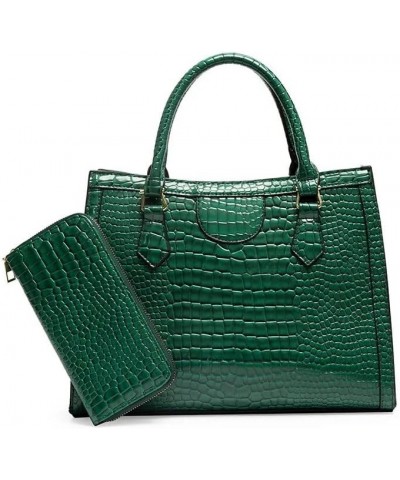 Women's Tote Bag Crocodile Pattern Leather Composite Shoulder Bag Commuting Crossbody Handbags Green 2pcs $25.97 Totes