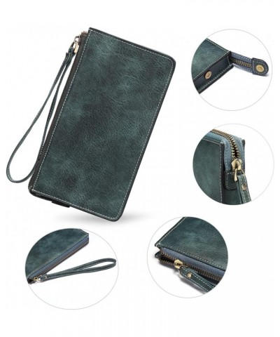 Wallet for Women Clutch RFID Blocking Leather Wristlet Purse Large Capacity Credit Card Holder with Grip Hand Strap Type 5 Bl...