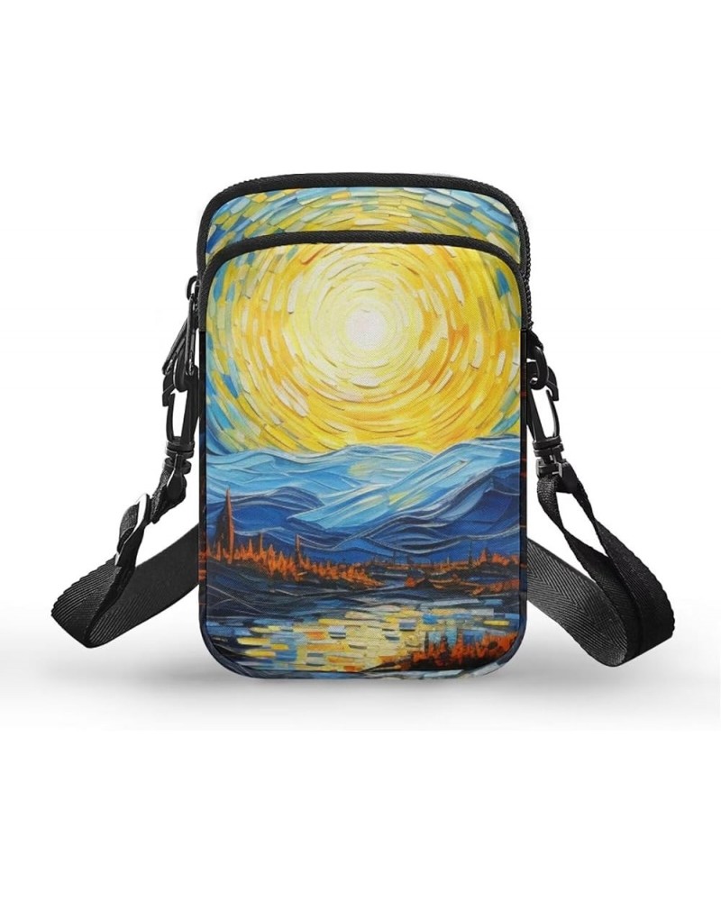 Crossbody Messenger Bag for Women Cell Phone Purse with Double Pockets for Travel Sports Van Gogh Oil Painting $9.68 Crossbod...