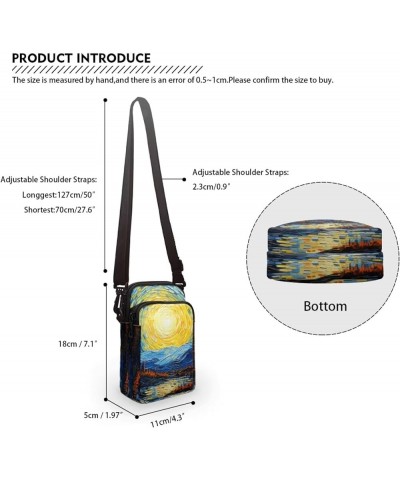 Crossbody Messenger Bag for Women Cell Phone Purse with Double Pockets for Travel Sports Van Gogh Oil Painting $9.68 Crossbod...