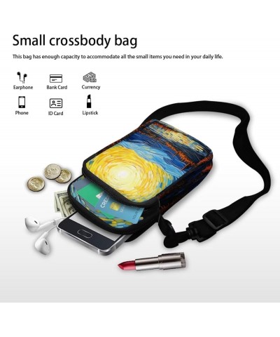 Crossbody Messenger Bag for Women Cell Phone Purse with Double Pockets for Travel Sports Van Gogh Oil Painting $9.68 Crossbod...