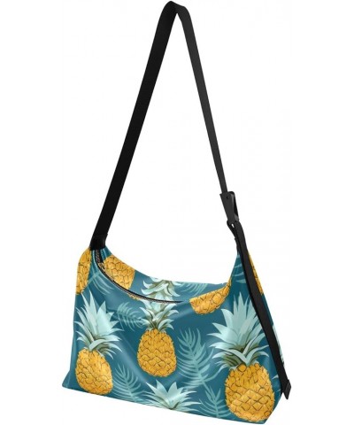 Funny Inter Dogs PU Leather Crossbody Bag Shoulder Tote Bag Crossbody Bags Leather Summer Yellow Pineapple $21.82 Totes