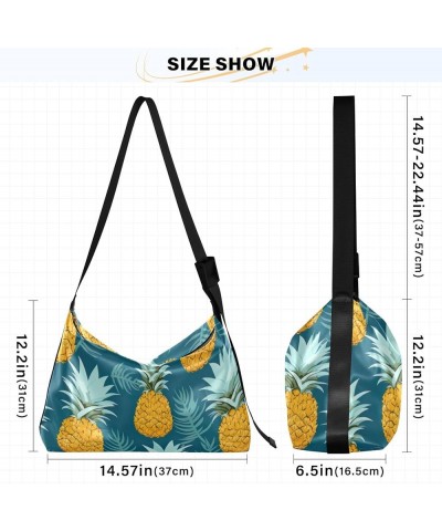 Funny Inter Dogs PU Leather Crossbody Bag Shoulder Tote Bag Crossbody Bags Leather Summer Yellow Pineapple $21.82 Totes