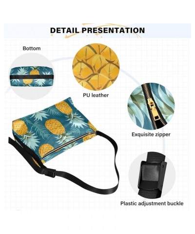 Funny Inter Dogs PU Leather Crossbody Bag Shoulder Tote Bag Crossbody Bags Leather Summer Yellow Pineapple $21.82 Totes