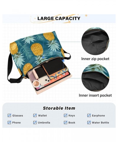 Funny Inter Dogs PU Leather Crossbody Bag Shoulder Tote Bag Crossbody Bags Leather Summer Yellow Pineapple $21.82 Totes