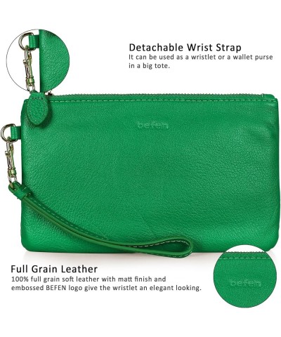 Women's Genuine Italian Leather Wristlet Clutch Wallet Purse, Gold Zipper Kelly Green $15.92 Wristlets