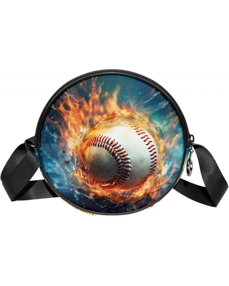 Crossbody Bags for Women,Crossbody Bag Men,Small Sling Bag,Baseball in Fire and Water,Crossbody Purse $10.62 Crossbody Bags