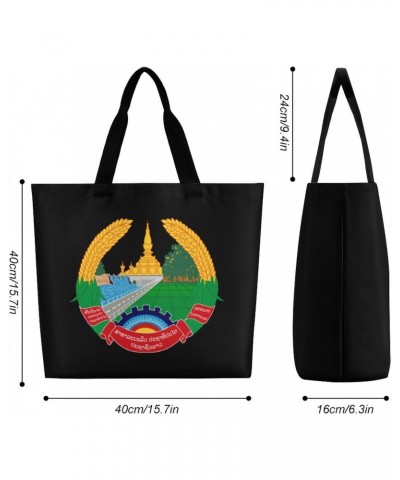 National Emblem of Laos Shoulder Shopping Bag Fashion Tote Bag Commuter Bags for Women $13.19 Totes