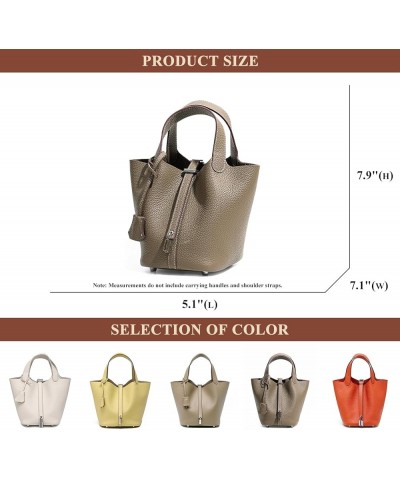 Women Genuine Leather Small Bucket Bag Fashion Silver Lock Design Top Handle Handbag Ladies Daily Casual Work Satchel Pink $4...