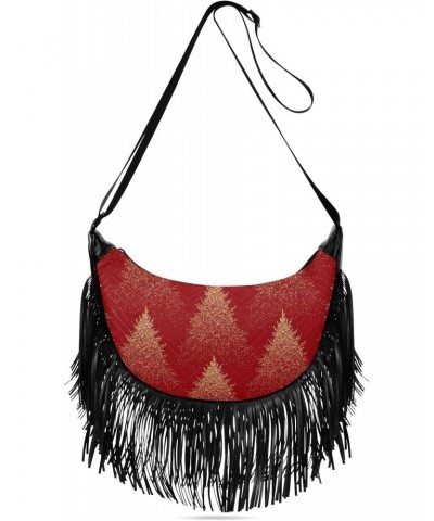 Women's Fringe Crossbody Tassel Purse Coniferous Forest Hobo Shoulder Bags Crossbody Handbag with Adjustable Shoulder Straps ...