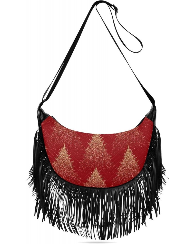 Women's Fringe Crossbody Tassel Purse Coniferous Forest Hobo Shoulder Bags Crossbody Handbag with Adjustable Shoulder Straps ...