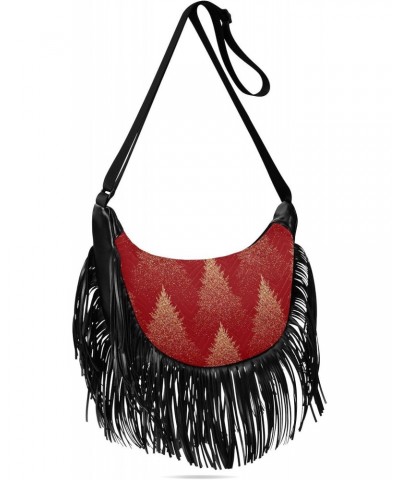 Women's Fringe Crossbody Tassel Purse Coniferous Forest Hobo Shoulder Bags Crossbody Handbag with Adjustable Shoulder Straps ...