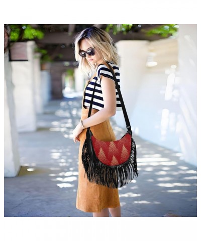 Women's Fringe Crossbody Tassel Purse Coniferous Forest Hobo Shoulder Bags Crossbody Handbag with Adjustable Shoulder Straps ...