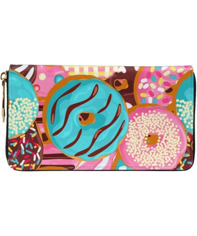 Men'S Women'S Leather Wallet Clutch Bag Cell Phone Purse Wristlet Handbag (Colorful Donut Christmas) $26.64 Wristlets