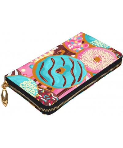 Men'S Women'S Leather Wallet Clutch Bag Cell Phone Purse Wristlet Handbag (Colorful Donut Christmas) $26.64 Wristlets