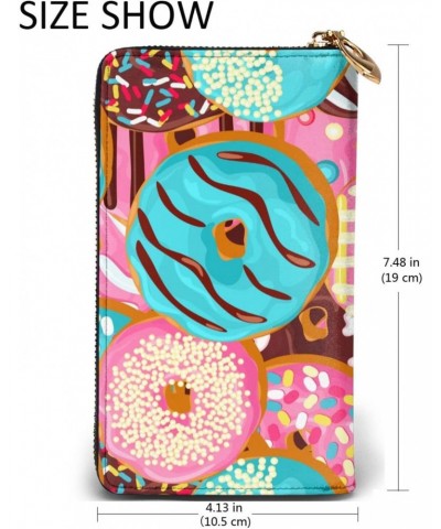 Men'S Women'S Leather Wallet Clutch Bag Cell Phone Purse Wristlet Handbag (Colorful Donut Christmas) $26.64 Wristlets