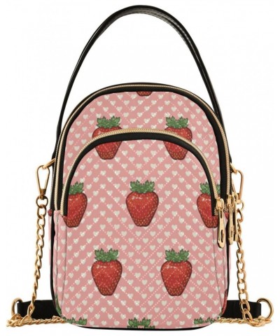 Cell Phone Purse Strawberry Polka Heart Crossbody Handbag Durable Shoulder Bag Sturdy Travel Pouch Compact Chic Bag for Women...