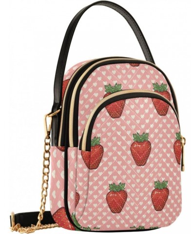 Cell Phone Purse Strawberry Polka Heart Crossbody Handbag Durable Shoulder Bag Sturdy Travel Pouch Compact Chic Bag for Women...