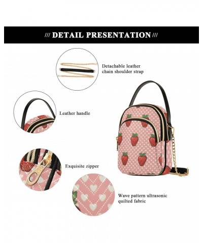 Cell Phone Purse Strawberry Polka Heart Crossbody Handbag Durable Shoulder Bag Sturdy Travel Pouch Compact Chic Bag for Women...