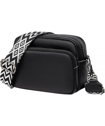 Women's Crossbody Bag Fashion Waist Packs Vegan Leather Small Sling Bag with Guitar Strap Black $21.37 Crossbody Bags