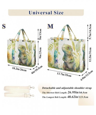 Corduroy Women Tote Bag Watercolor Lizard Print, Handbag Purses with Detachable Strap Small Size $12.09 Crossbody Bags