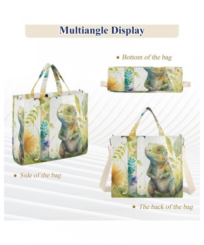 Corduroy Women Tote Bag Watercolor Lizard Print, Handbag Purses with Detachable Strap Small Size $12.09 Crossbody Bags