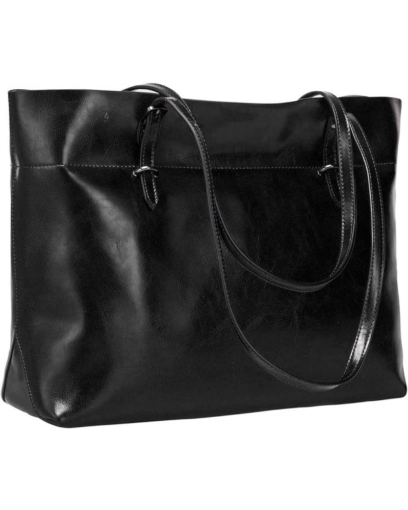 Women Vintage Genuine Leather Tote Shoulder Bag Handbag Upgraded Version Medium Black $33.05 Totes