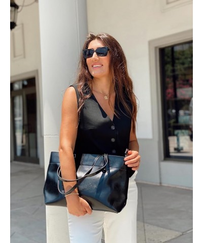 Women Vintage Genuine Leather Tote Shoulder Bag Handbag Upgraded Version Medium Black $33.05 Totes