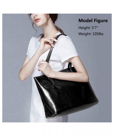 Women Vintage Genuine Leather Tote Shoulder Bag Handbag Upgraded Version Medium Black $33.05 Totes