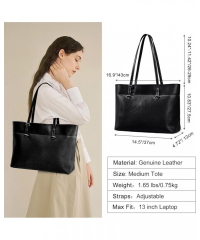 Women Vintage Genuine Leather Tote Shoulder Bag Handbag Upgraded Version Medium Black $33.05 Totes