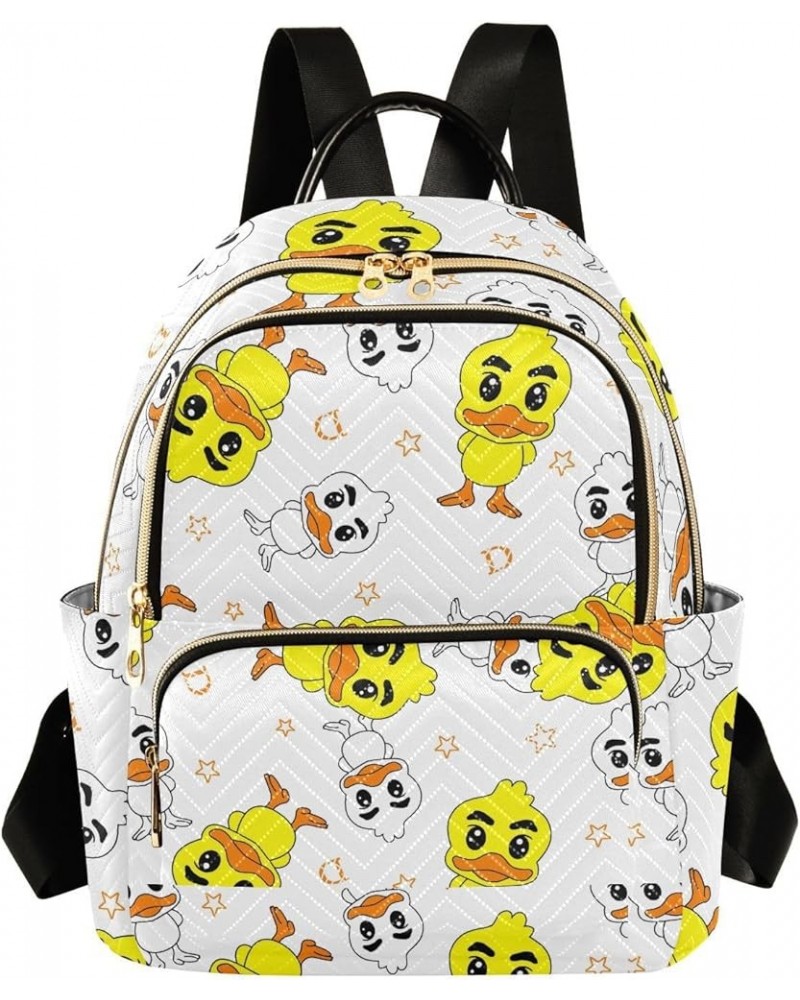 Backpack Purse for Women Cartoon Happy Ducks, Mini Fashion Backpack Lovely Lightweight Casual Daypack Shoulder Bag Travel Bac...