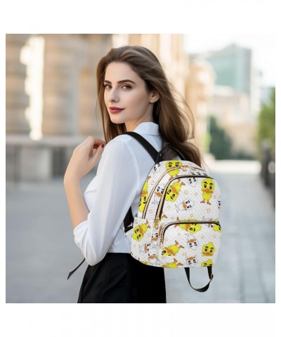 Backpack Purse for Women Cartoon Happy Ducks, Mini Fashion Backpack Lovely Lightweight Casual Daypack Shoulder Bag Travel Bac...