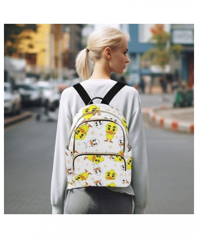 Backpack Purse for Women Cartoon Happy Ducks, Mini Fashion Backpack Lovely Lightweight Casual Daypack Shoulder Bag Travel Bac...