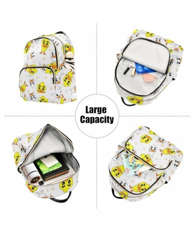 Backpack Purse for Women Cartoon Happy Ducks, Mini Fashion Backpack Lovely Lightweight Casual Daypack Shoulder Bag Travel Bac...