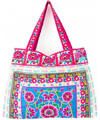 Blue Silk Worm Hill Tribe Tote Bag Fabric Strap Large By Hmong Fair Trade $18.90 Shoulder Bags