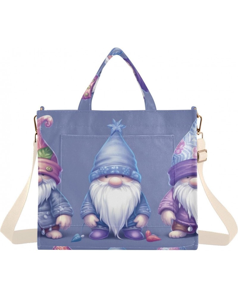 Cute Gnomes Dark Purple Corduroy Tote Bag for Women Hobo Crossbody Bag Purse Stylish Shoulder Handbag Messenger Bags, S $10.5...