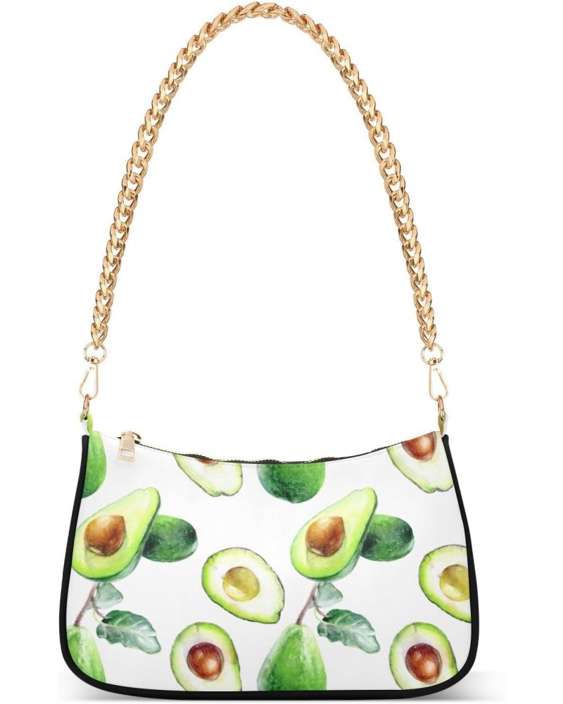 Shoulder Bag Tropical Avocado Watercolor Green Women Clutch Handbag Shoulder Purch Boho Bag Date Chain Bag Tote Bag Spring Ho...