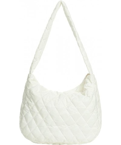 Women Large Puffy Tote Bag Quilted Down Cotton Padding Shoulder Bag Winter Warm Lightweight Handbag with Zip Style 1-white $1...