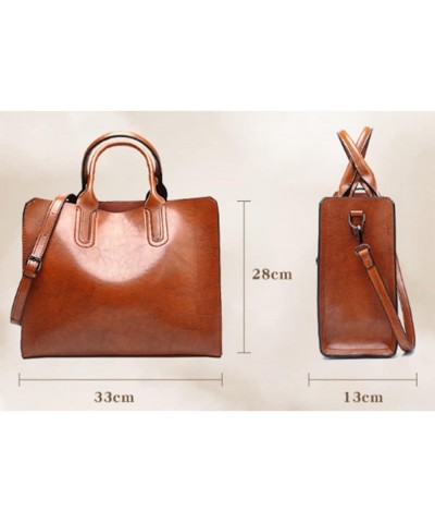 Women Tote Handbag Fashion Shoulder Crossbody Bag Large Capacity Purse-Brown Blue $31.84 Totes