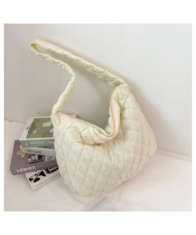 Women Large Puffy Tote Bag Quilted Down Cotton Padding Shoulder Bag Winter Warm Lightweight Handbag with Zip Style 1-white $1...