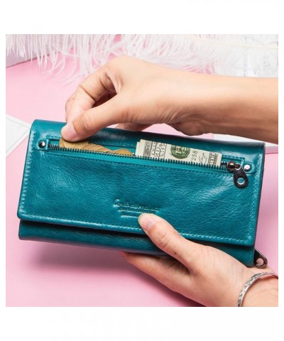 Real Leather Women's Clutch Purse Card Phone Holder Wallet (Red) Blue $20.87 Wallets