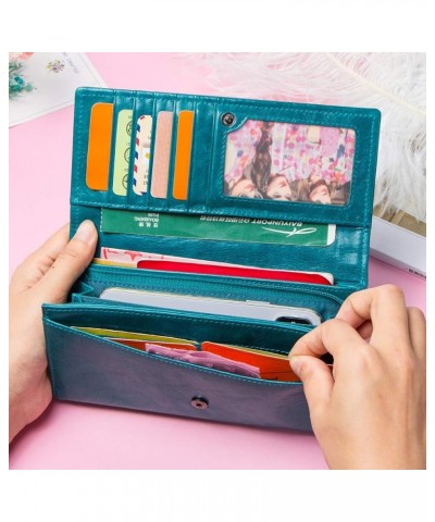 Real Leather Women's Clutch Purse Card Phone Holder Wallet (Red) Blue $20.87 Wallets