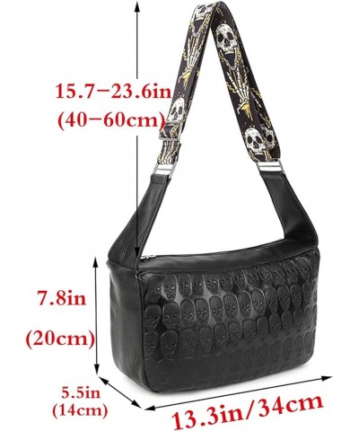 Women Small Purses and Handbags Skull Tassel Satchel PU Shoulder Crossbody Tote Bag Black Black $37.21 Totes