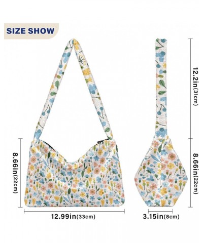 Colorful Flowers Design Faux Plush Tote Handbags Versatile Underarm Bag Stylish Shuolder Bag for Women $10.78 Totes