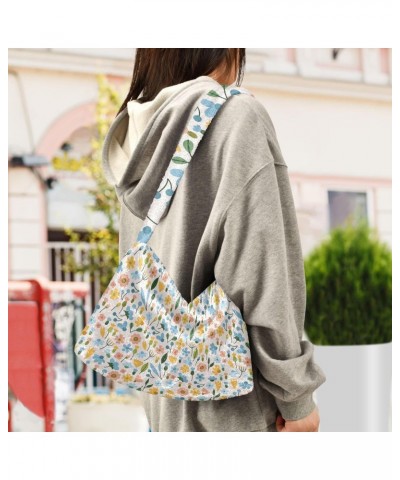 Colorful Flowers Design Faux Plush Tote Handbags Versatile Underarm Bag Stylish Shuolder Bag for Women $10.78 Totes