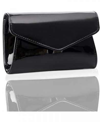 Women's Mini Shiny Candy Patent Leather Evening Bag Bridal Party Clutch Purses Cocktail Prom Handbags Black $13.91 Evening Bags