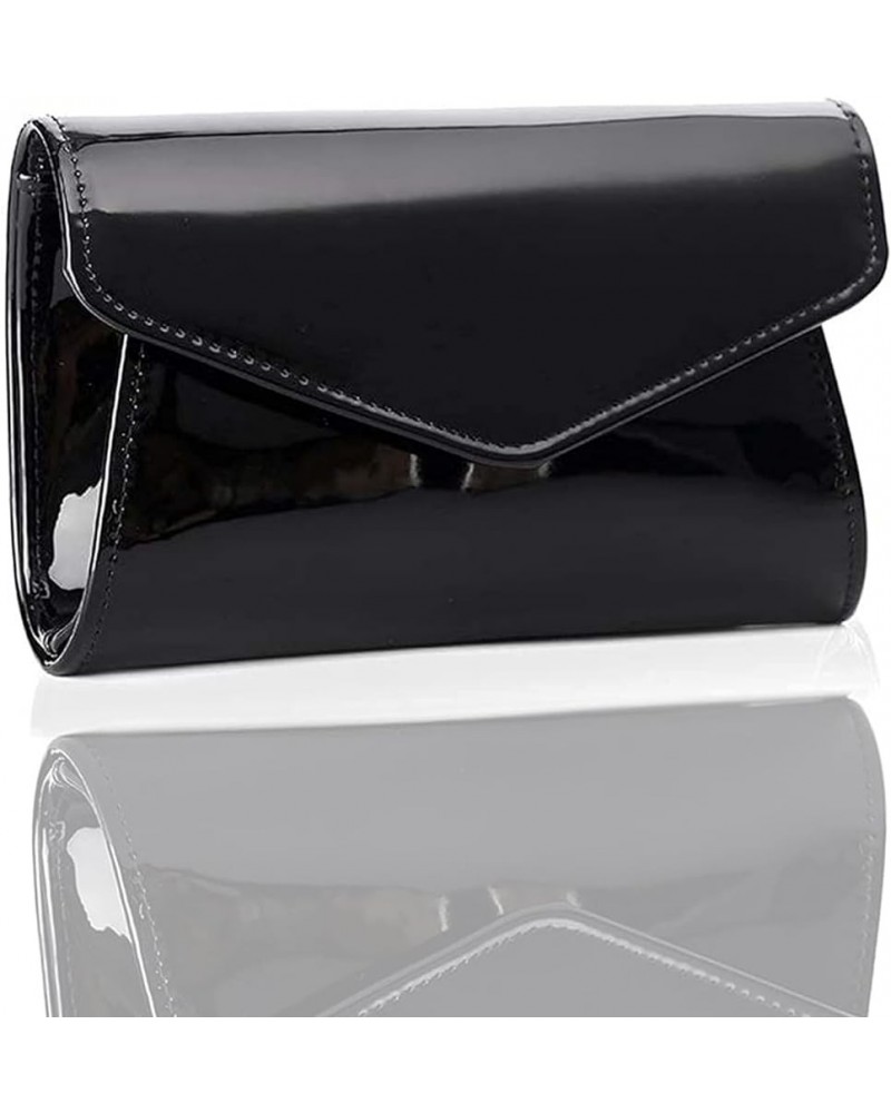 Women's Mini Shiny Candy Patent Leather Evening Bag Bridal Party Clutch Purses Cocktail Prom Handbags Black $13.91 Evening Bags