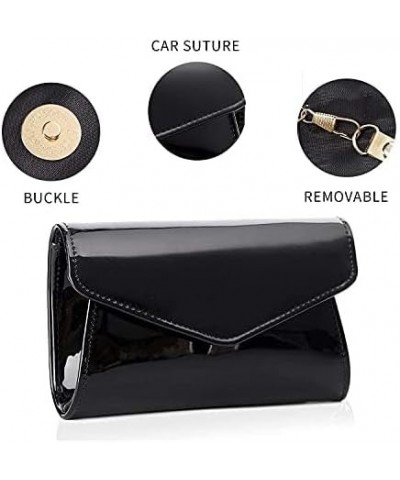 Women's Mini Shiny Candy Patent Leather Evening Bag Bridal Party Clutch Purses Cocktail Prom Handbags Black $13.91 Evening Bags