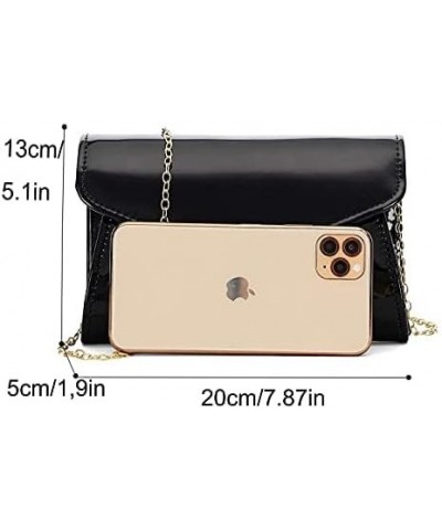 Women's Mini Shiny Candy Patent Leather Evening Bag Bridal Party Clutch Purses Cocktail Prom Handbags Black $13.91 Evening Bags